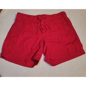 Lauren Ralph Lauren Red Linen Zip Button Shorts Womens Size 2 with 4 Pockets